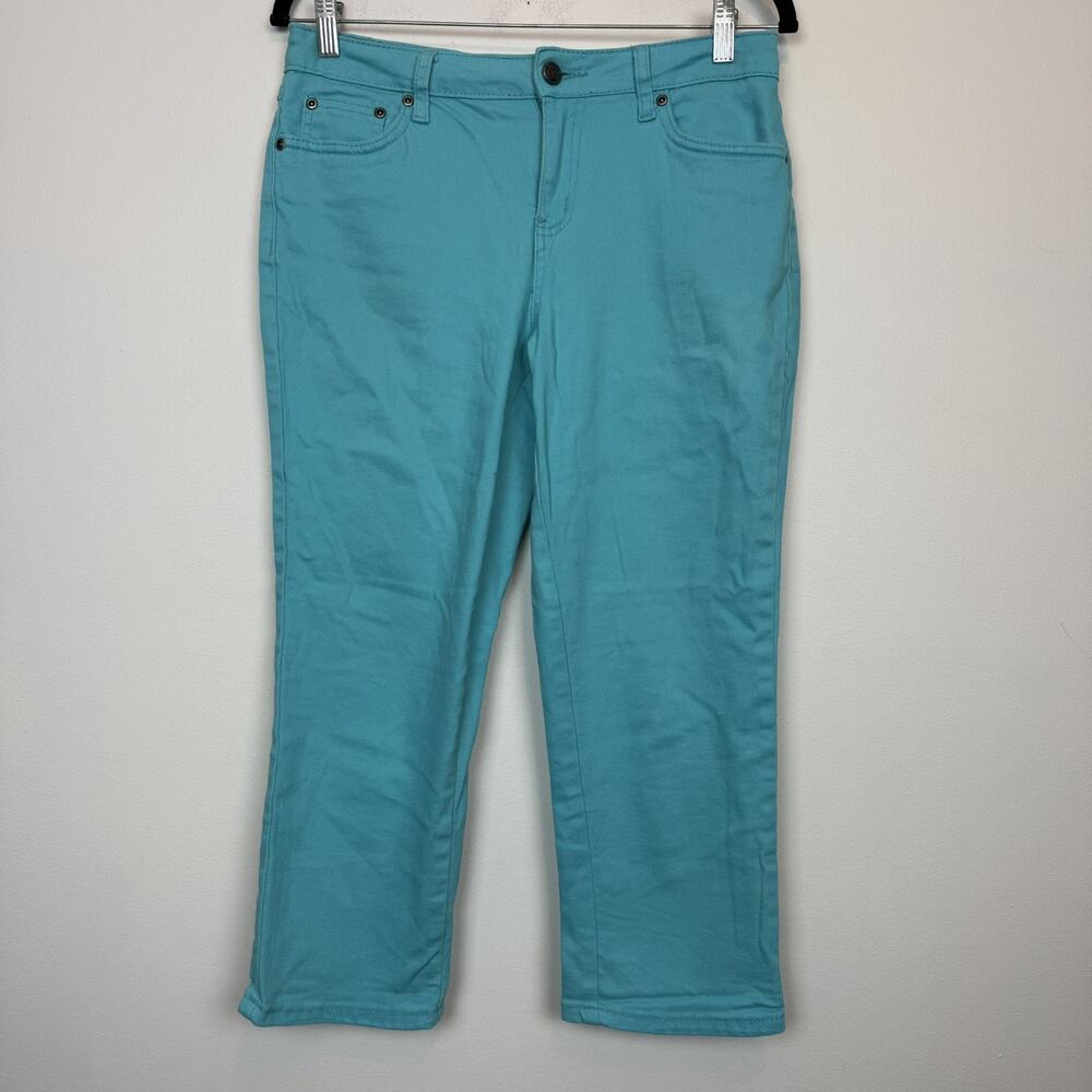 Earl Jean teal capri denim pants size 10 stretch summer vacation